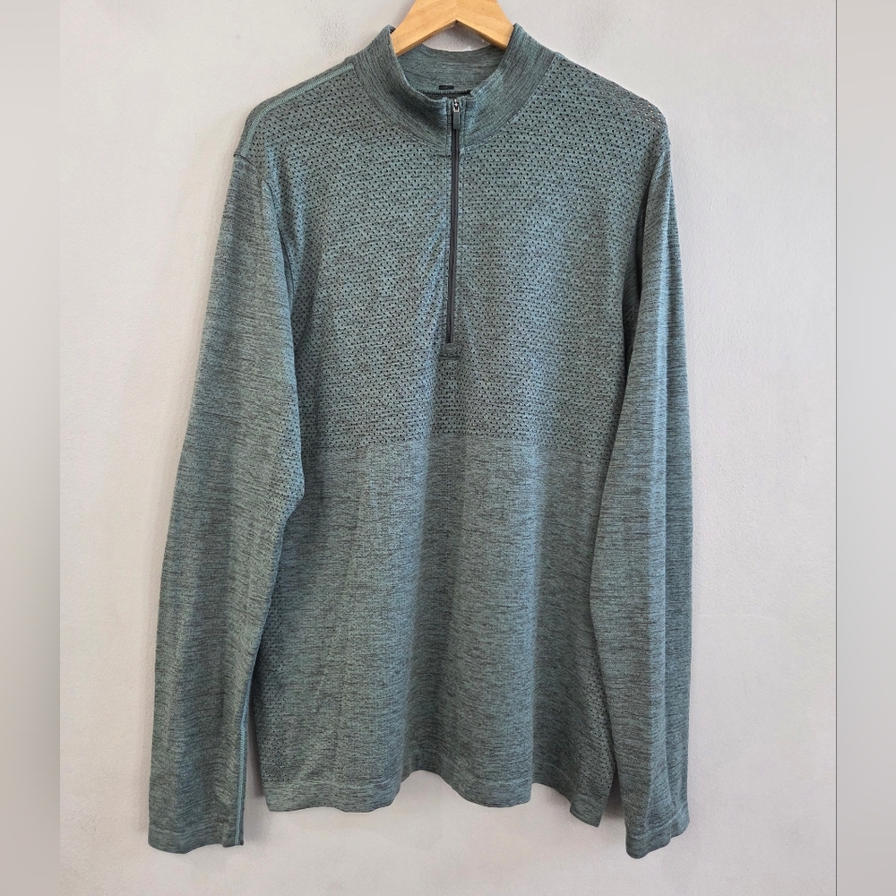 Lululemon Metal Vent Tech Pullover 1/2 Zip Green Perforated Gym Training Large